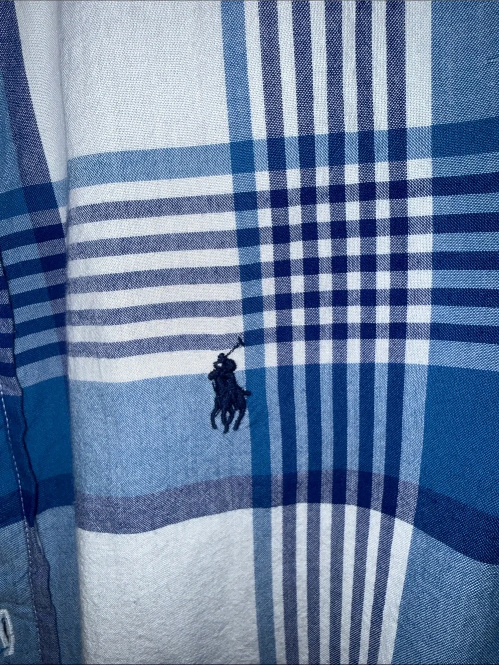 Ralph Lauren Blue & White Plaid Short-Sleeve Button-Down Shirt